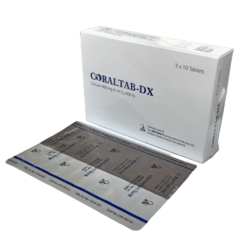 Coraltab Dx 600mg+400iu (30 Pcs)